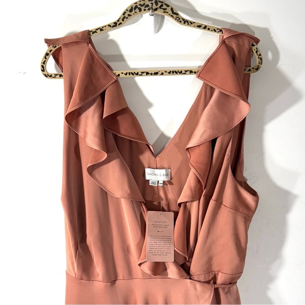 Anthropologie Sachin + Babi Tansy formal Gown apricot satin NWT - Picture 3 of 16